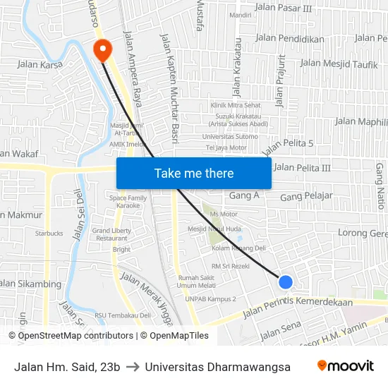 Jalan Hm. Said, 23b to Universitas Dharmawangsa map