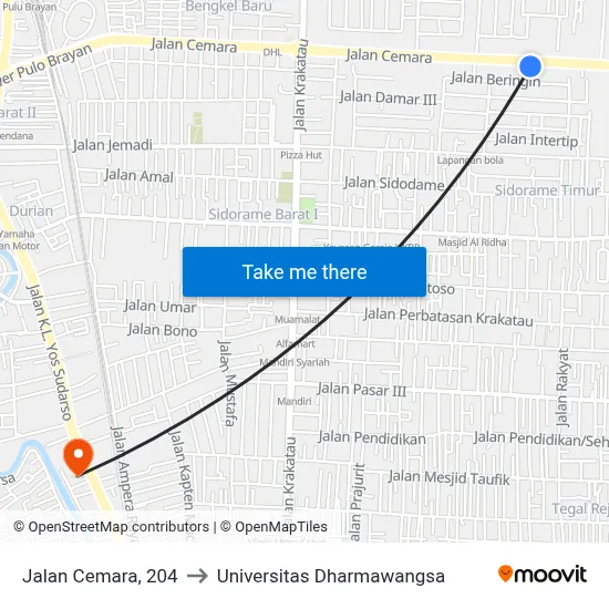 Jalan Cemara, 204 to Universitas Dharmawangsa map