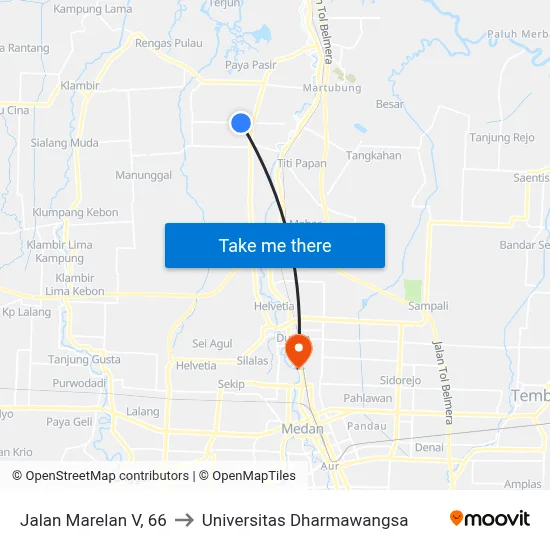 Jalan Marelan V, 66 to Universitas Dharmawangsa map
