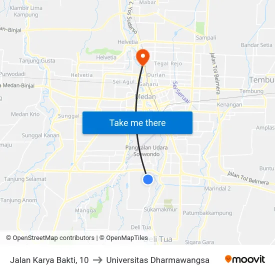 Jalan Karya Bakti, 10 to Universitas Dharmawangsa map
