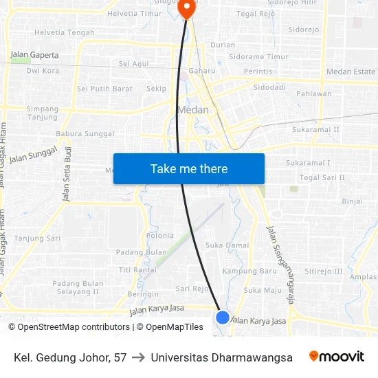 Kel. Gedung Johor, 57 to Universitas Dharmawangsa map