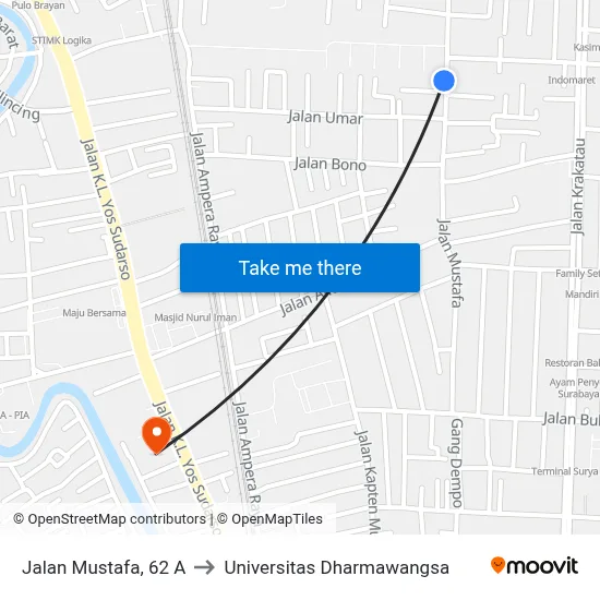 Jalan Mustafa, 62 A to Universitas Dharmawangsa map