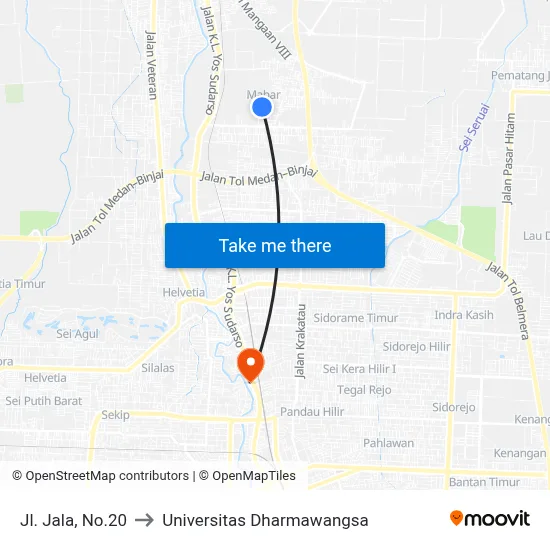 Jl. Jala, No.20 to Universitas Dharmawangsa map