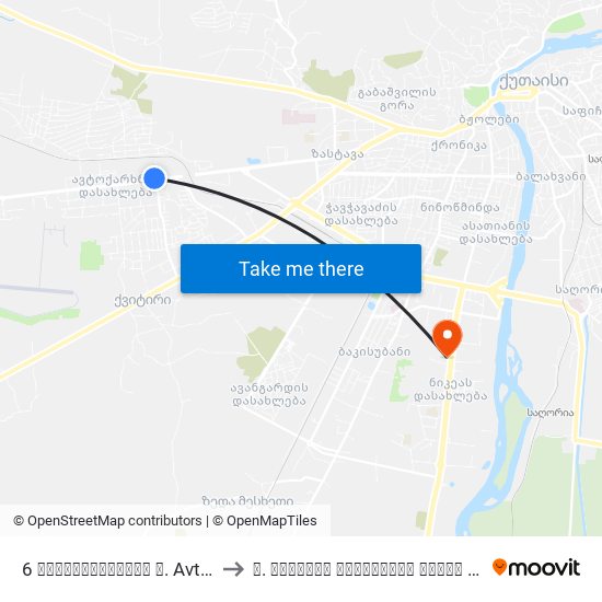 6 ავტომშენებლის ქ. Avtomshenebeli St. to ზ. ჟვანიას სახელობის სკოლა (Z. Zhvania School) map