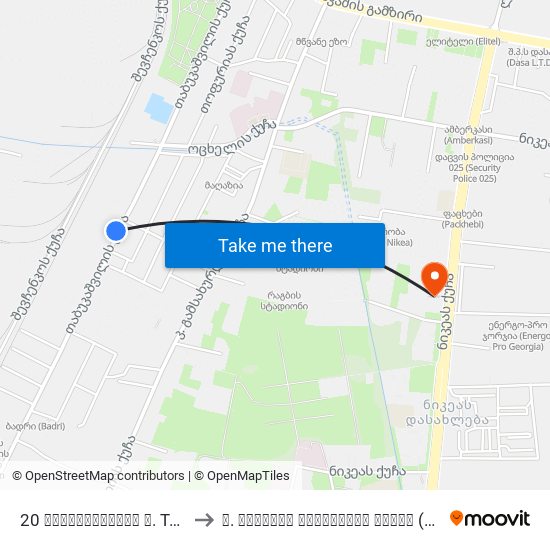 20 თაბუკაშვილის ქ. Tabukashvili St. to ზ. ჟვანიას სახელობის სკოლა (Z. Zhvania School) map