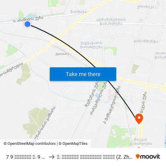 7 9 აპრილის ქ. 9 Aprili St. to ზ. ჟვანიას სახელობის სკოლა (Z. Zhvania School) map