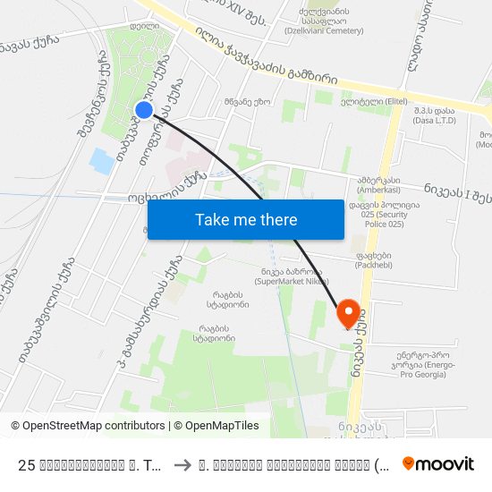 25 თაბუკაშვილის ქ. Tabukashvili St. to ზ. ჟვანიას სახელობის სკოლა (Z. Zhvania School) map