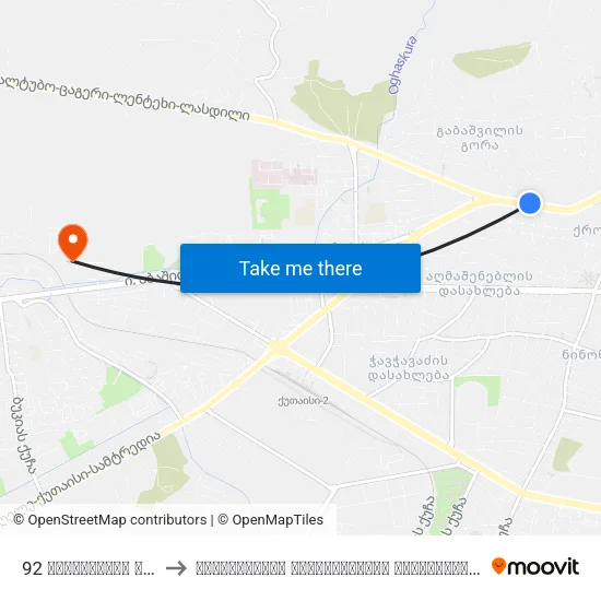 92 რუსთაველის გამზ. Rustaveli Ave. to საქართველოს სუბტროპიკული უნივერსიტეტი (Georgian Subtropical University) map