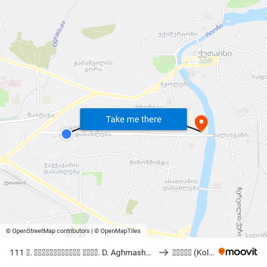 111 დ. აღმაშენებლის გამზ. D. Aghmashenebeli Ave. to კოლხა (Kolkha) map
