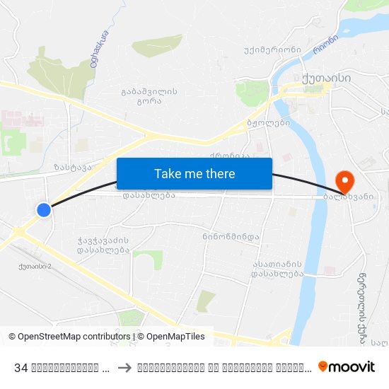 34 გამსახურდიას გამზ. Gamsakhurdia Ave. to ჰუმანიტარული და იურიდიული ინსტიტუტი (Humanitarian And Juridical Institute) map