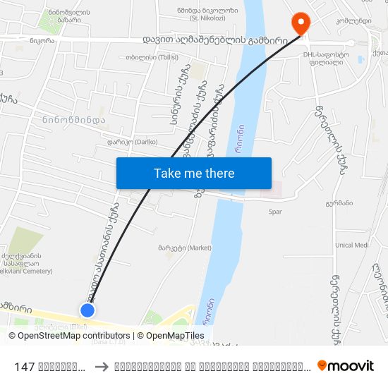 147 ასათიანის ქ. Asatiani St. to ჰუმანიტარული და იურიდიული ინსტიტუტი (Humanitarian And Juridical Institute) map