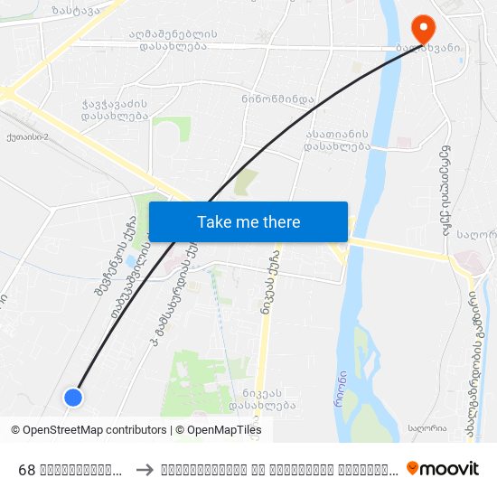68 თაბუკაშვილის ქ. Tabukashvili St. to ჰუმანიტარული და იურიდიული ინსტიტუტი (Humanitarian And Juridical Institute) map