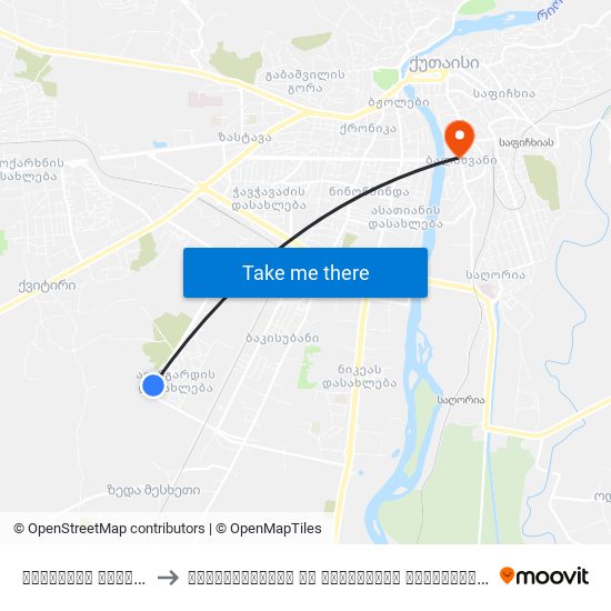 ქუთაისის სატრანსპორტო კომპანია to ჰუმანიტარული და იურიდიული ინსტიტუტი (Humanitarian And Juridical Institute) map
