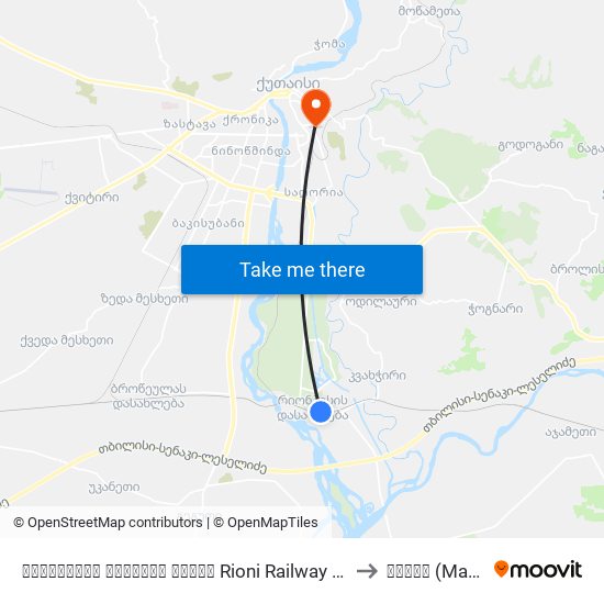 რკინიგზის სადგური რიონი Rioni Railway Station to მასკი (Maski) map