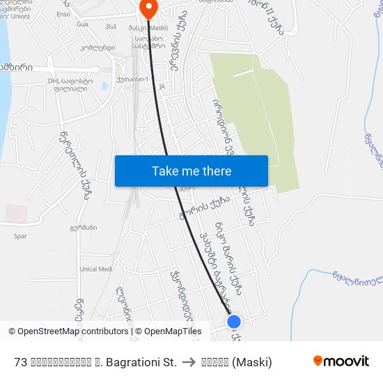 73 ბაგრატიონის ქ. Bagrationi St. to მასკი (Maski) map