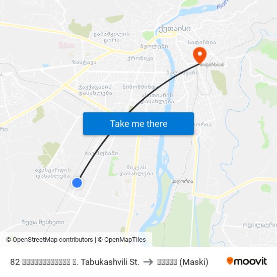 82 თაბუკაშვილის ქ. Tabukashvili St. to მასკი (Maski) map