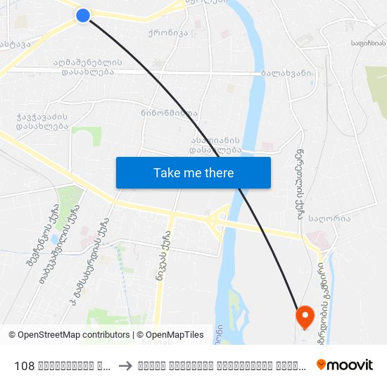 108 რუსთაველის გამზ. Rustaveli Ave. to აკაკი წერეთლის სახელმწიფო უნივერსიტეტი (ტექნიკური ფაკულტეტი) map