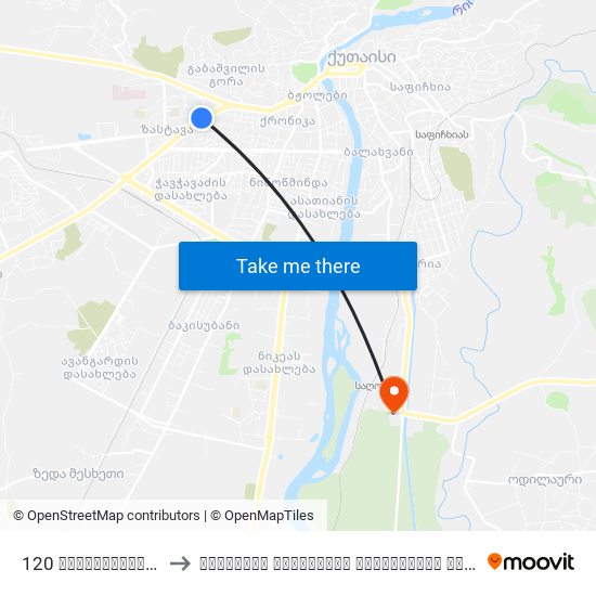 120 რუსთაველის გამზ. Rustaveli Ave. to წერეთლის სახელობის სახელმწიფო უნივერსიტეტი (Tsereteli State University) map