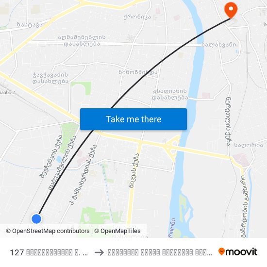127 თაბუკაშვილის ქ. Tabukashvili St. to ქუთაისის აკაკი წერეთლის სახელმწიფო უნივერსიტეტ map