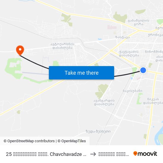 25 ჭავჭავაძის გამზ. Chavchavadze Ave. to კადეტთა კორპუსი map