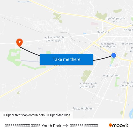 ახალგაზრდობის პარკი Youth Park to კადეტთა კორპუსი map
