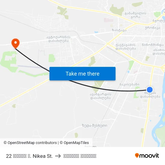 22 ნიკეას ქ. Nikea St. to კადეტთა კორპუსი map