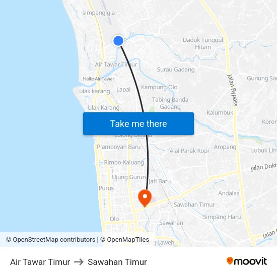 Air Tawar Timur to Sawahan Timur map