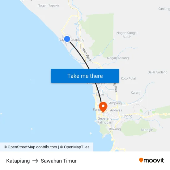 Katapiang to Sawahan Timur map
