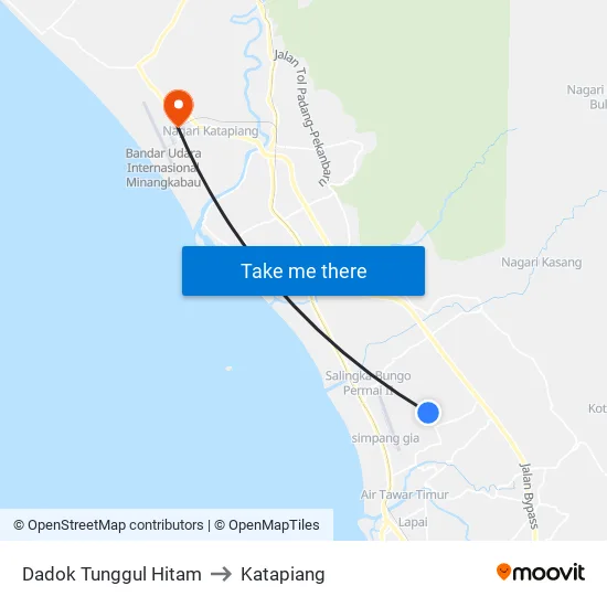 Dadok Tunggul Hitam to Katapiang map