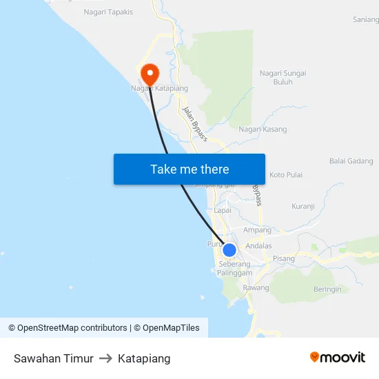 Sawahan Timur to Katapiang map