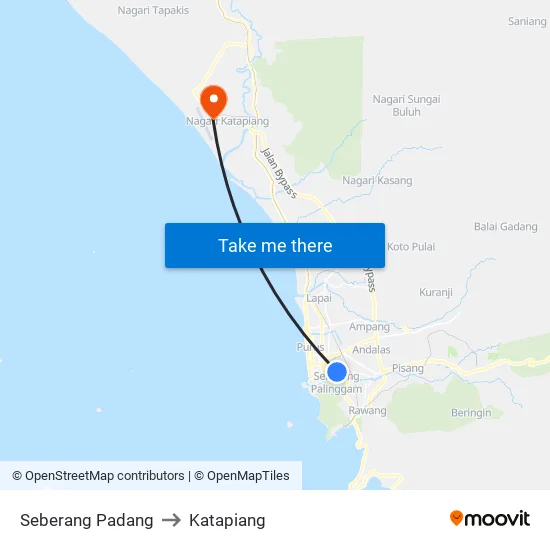 Seberang Padang to Katapiang map