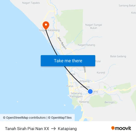 Tanah Sirah Piai Nan XX to Katapiang map