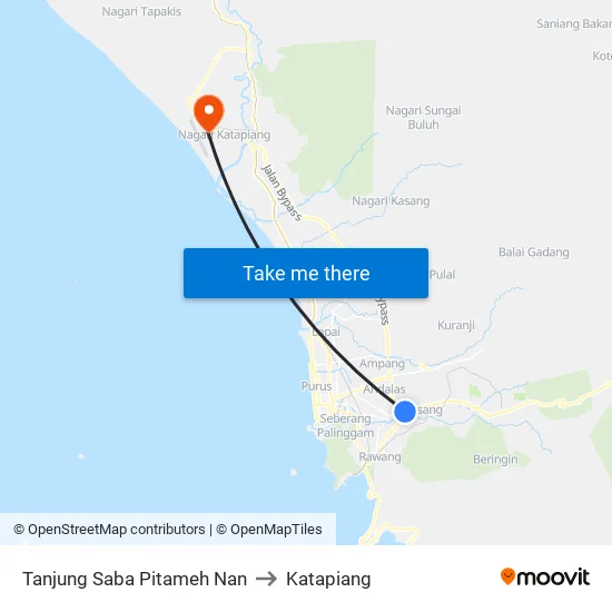 Tanjung Saba Pitameh Nan to Katapiang map