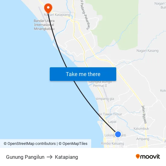 Gunung Pangilun to Katapiang map
