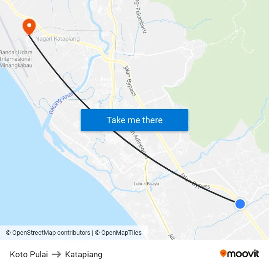 Koto Pulai to Katapiang map