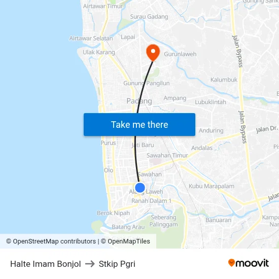 Halte Imam Bonjol to Stkip Pgri map
