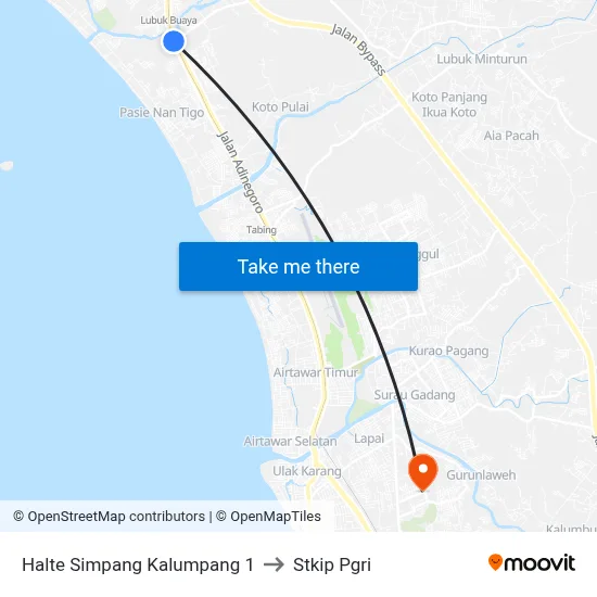 Halte Simpang Kalumpang 1 to Stkip Pgri map
