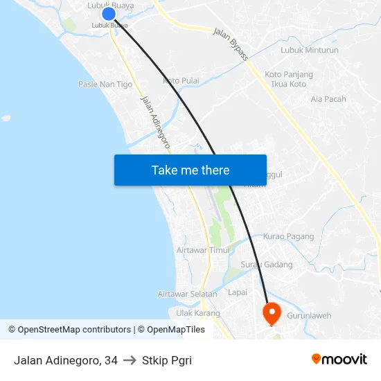 Jalan Adinegoro, 34 to Stkip Pgri map