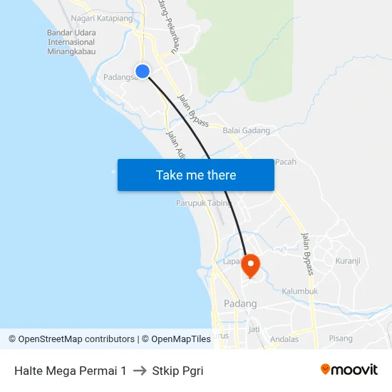 Halte Mega Permai 1 to Stkip Pgri map