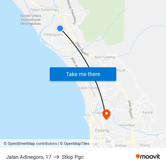 Jalan Adinegoro, 17 to Stkip Pgri map