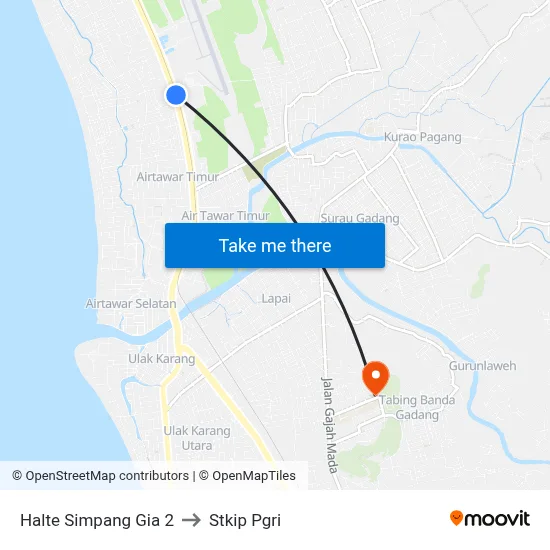 Halte Simpang Gia 2 to Stkip Pgri map