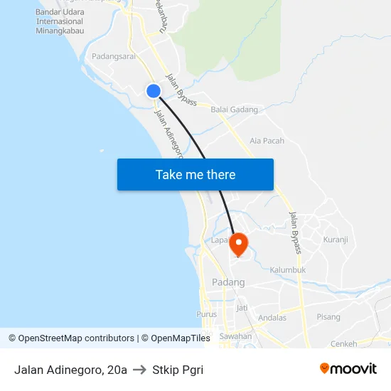 Jalan Adinegoro, 20a to Stkip Pgri map