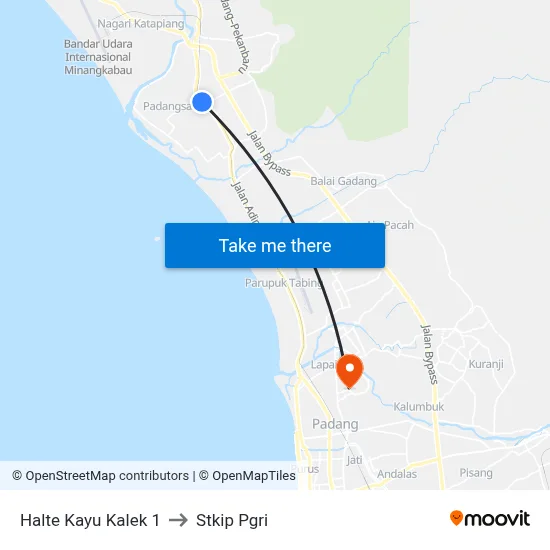 Halte Kayu Kalek 1 to Stkip Pgri map