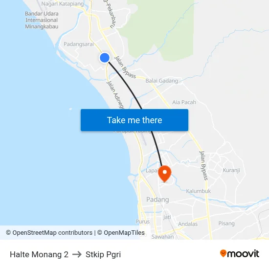 Halte Monang 2 to Stkip Pgri map
