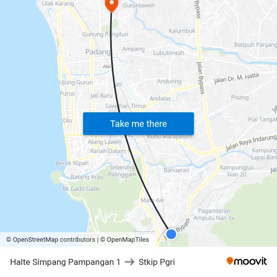 Halte Simpang Pampangan 1 to Stkip Pgri map