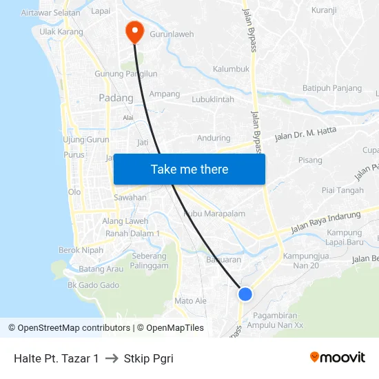 Halte Pt. Tazar 1 to Stkip Pgri map
