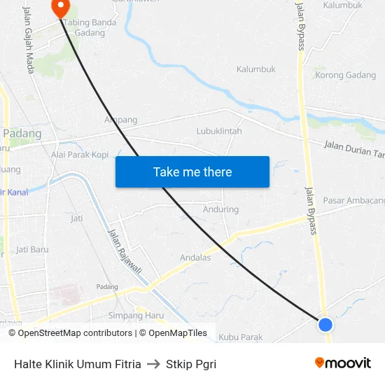 Halte Klinik Umum Fitria to Stkip Pgri map