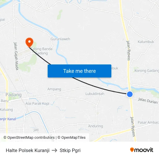 Halte Polsek Kuranji to Stkip Pgri map