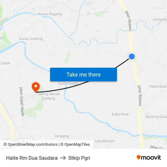 Halte Rm Dua Saudara to Stkip Pgri map