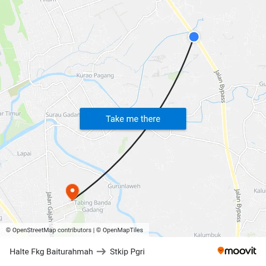 Halte Fkg Baiturahmah to Stkip Pgri map
